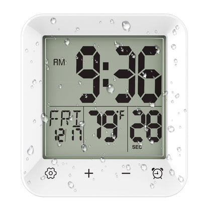 Wisoee Digital Shower Clock Waterproof, Bathroom Wall Clock Timer with Touch Screen, Temperature, LCD Display, Suction Cup Hanging Hole Stand for Kids and Adults