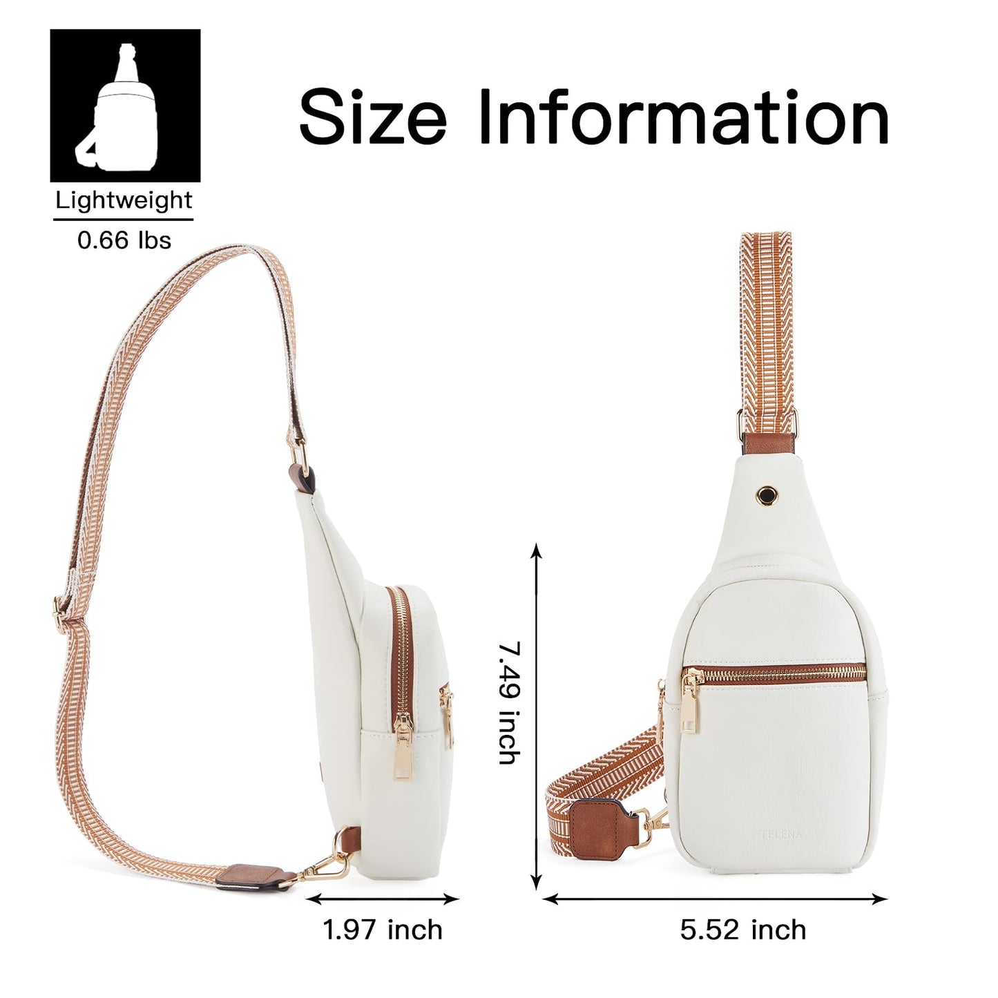 Telena Small Sling Bag for Women Leather Crossbody Fanny Packs Chest Bag for Women