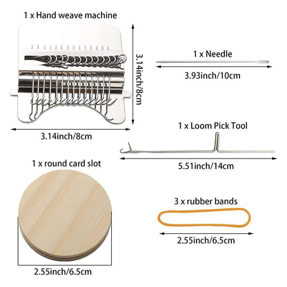 Complete Darning Loom Kit for Clothes Repair & Mini Weaving | Includes Wooden Loom, 14 Needles, Elastic Bands, Stitch Markers | Portable Sewing/Mending Tool for Socks, Sweaters
