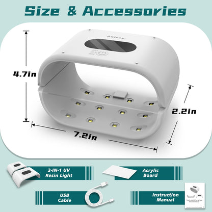 Akisey UV Light for Resin, Two-Sided UV Resin Light with Adjustable Time Setting(2m, 3m, 5m), 36W Fast Curing Lamp for Molds DIY Craft Decor Jewelry Making
