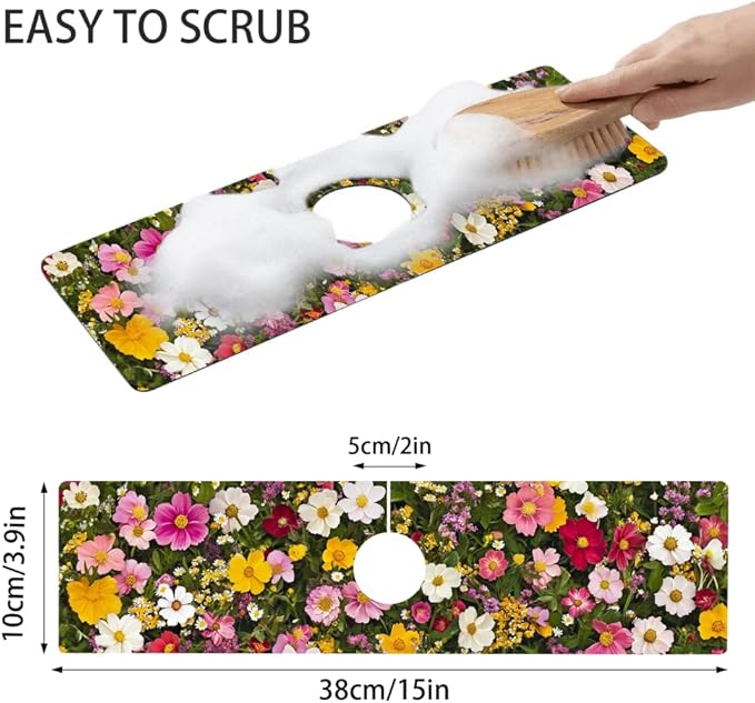 Bimkole 1 PCS Faucet Absorbent Mat, Kitchen Faucet Sink Splash Guard Wraparound