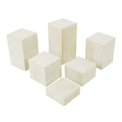 Mooca Wooden 6 Pcs Square Risers for Display Jewelry and Accessories Display Stand (Wash White)