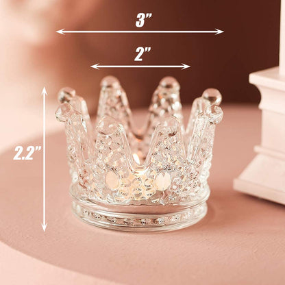 GOLDEAL 24 Pcs Clear Crown Glass Tealight Candle Holders,Votive Candle Holders Bulk,Candlestick for Wedding,Party,Dinner, Home Table Decorative.