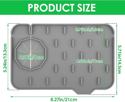 Silicone Sink Faucet Splash Guard Mat, Soap Dish Pad, Drip Catch Sponge Holder
