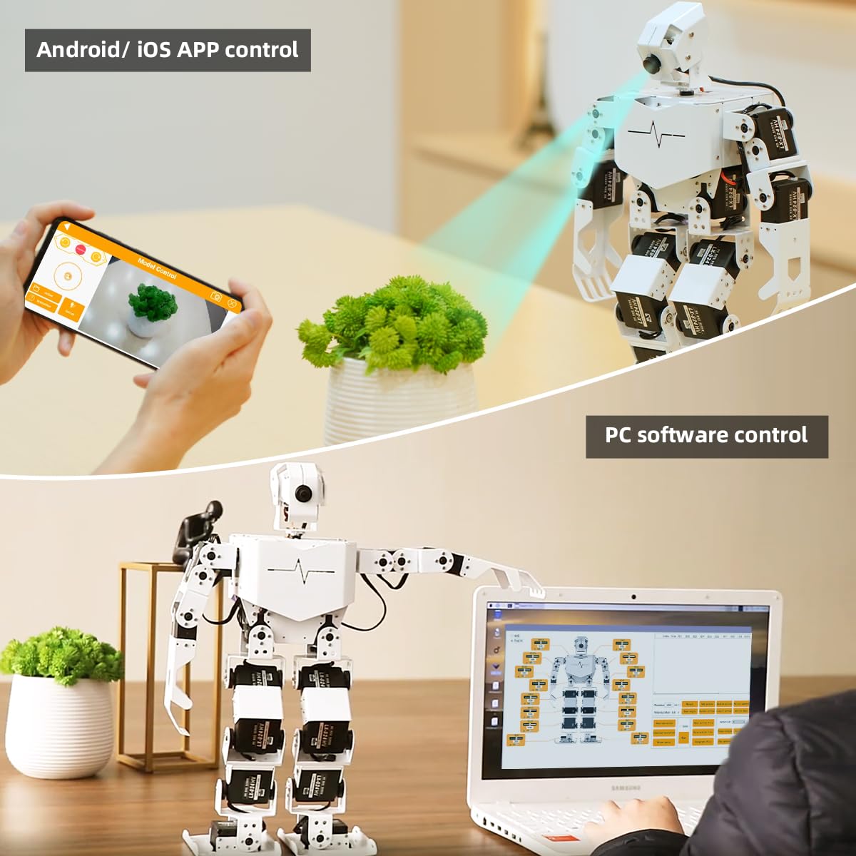 HIWONDER Humanoid Robot with ChatGPT AI Large Model Voice Control AI Vision Scene Understanding Raspberry Pi Robot Kit Python Programming for Teens Adults, TonyPi Standard Kit & RPi 5 2GB