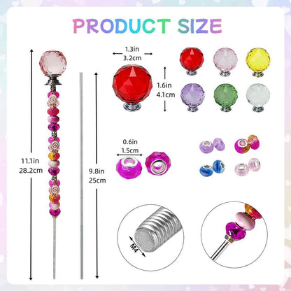 140Pcs DIY Fairy Wand Beaded Garden Stakes Kit Decorative Garden Stakes Beadable Items Fairy Garden Kit for Different Festivals Fairy Garden Accessories Outdoor(Section)