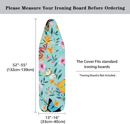 Floral Butterfly Ironing Board Cover and Pad 15x54 Inch, Iron Board Cover Large