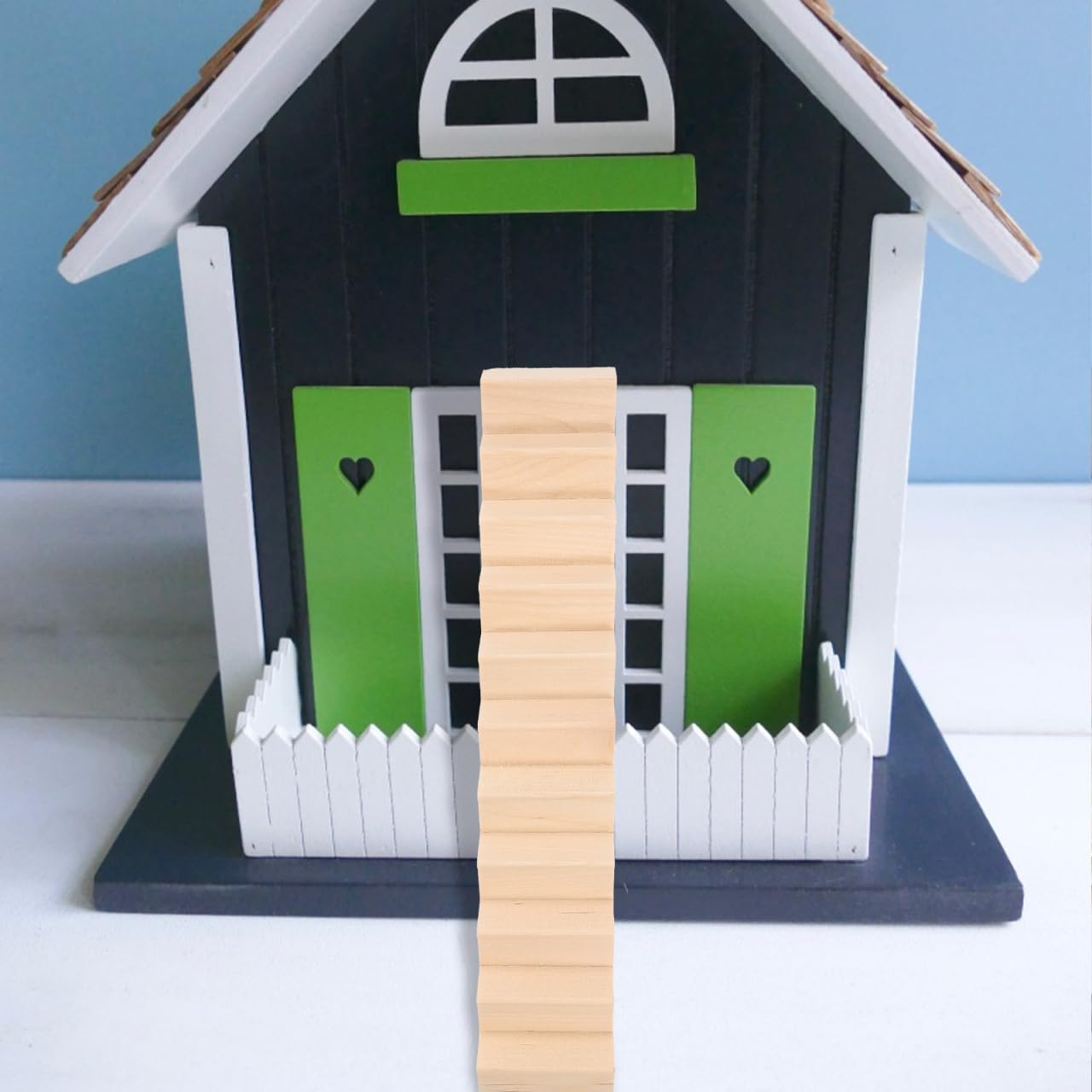 Artibetter Mini Staircase Wooden 1/12 DIY Stairway Accessory Model Without Armrest for Mini House Scene 1Pc (Pack of 2)