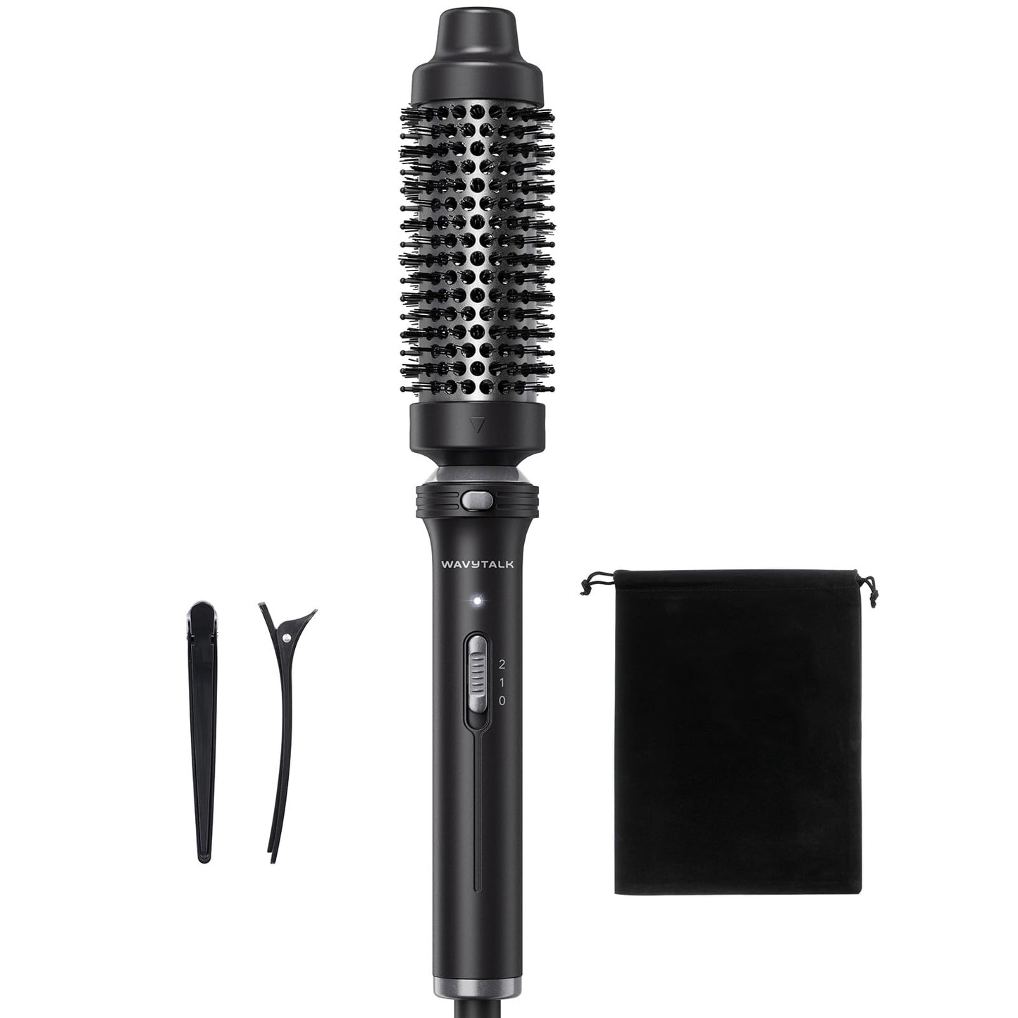 Wavytalk Thermal Brush, 1 1/2 inch Heated Round Brush with Detachable Head, Velvet Pouch and Dual Voltage for Travel, Easy to Create Blowout Look, Rose Gold