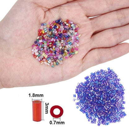 EuTengHao 14400pcs Tube Beads Bugle Glass Seed Beads, Small Craft Spacer Beads for DIY Bracelet Necklaces Crafting Jewelry Making Supplies with Two Crystal String (3mm, 600 Per Color, 24 Colors)