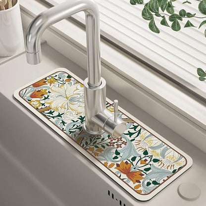 2PCS Fantasy Style Faucet Draining Mat, Faucet Draining Mat
