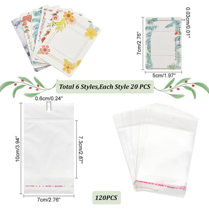 PH PandaHall 120pcs 6 Styles Hair Clip Display Cards, 7 x 5cm Rectangle Kraft Paper Claw Clip Organizer Hair Bow Holder Cards Barrettes Collecting Card with OPP Bags for Hair Selling Small Business
