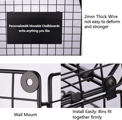 X-cosrack Metal Wire Basket Wall Mount, 3 Tier Wall Storage Basket Organizer