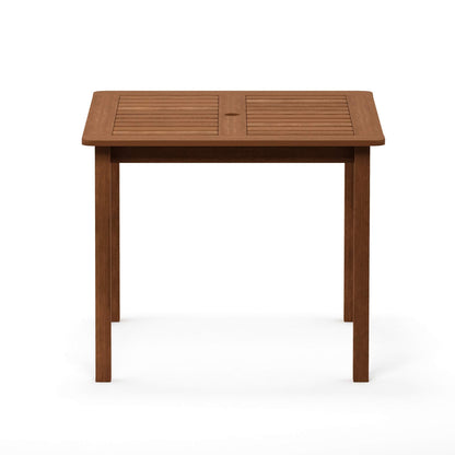 Furinno FG18006 Tioman Hardwood Patio Furniture Square Table with Umbrella Hole, Natural, 35.4"D x 35.4"W x 29.2"H