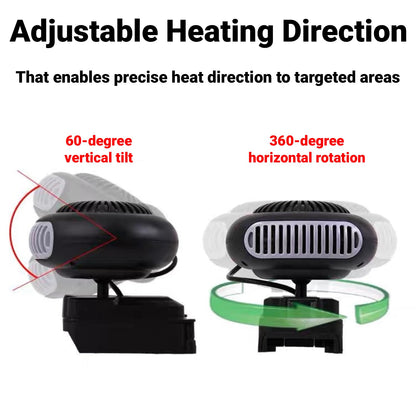 Cordless Space Heater 170W Battery Powered Portable Heater with Dual Temperature Settings and USB Ports for Office Desk Bedroom