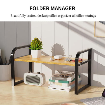 Office Desk Shelf Organizer, Wood Desktop Bookshelf Supplies Storage Rack, Shelf for Top Desk Dresser and Cubicle Decor Bookshelf Monitor Stand Riser (White White-single Tier, 11.81 Lx7.87 Wx8.46 H)