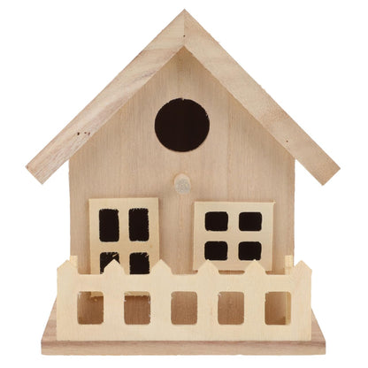 Toddmomy Wooden Bird House Outdoor Small Bird Nest Hanging Feeder Home Garden Decoration 7.08X5.51X5.11 Inch Natural Wood
