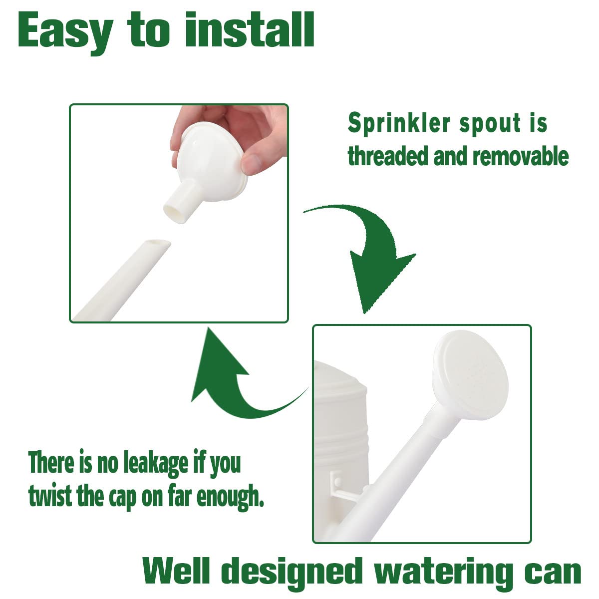 OKREK Plastic Watering Can for Indoor Plants Outdoor Garden Flowers - House Plant Watering Can with Sprinkler Head (1/2 Gallon, White)