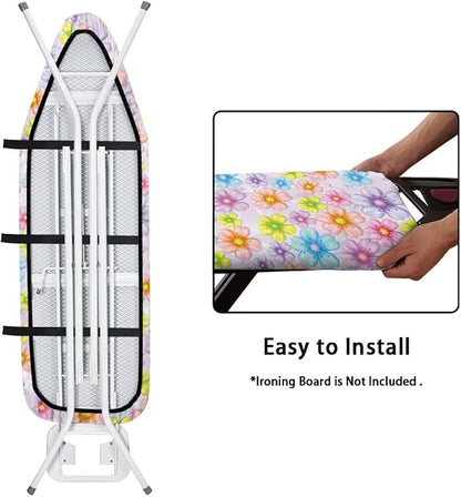 Sprowallow Colorful Flowers Ironing Board Cover and Pad Full Size Ironing Board