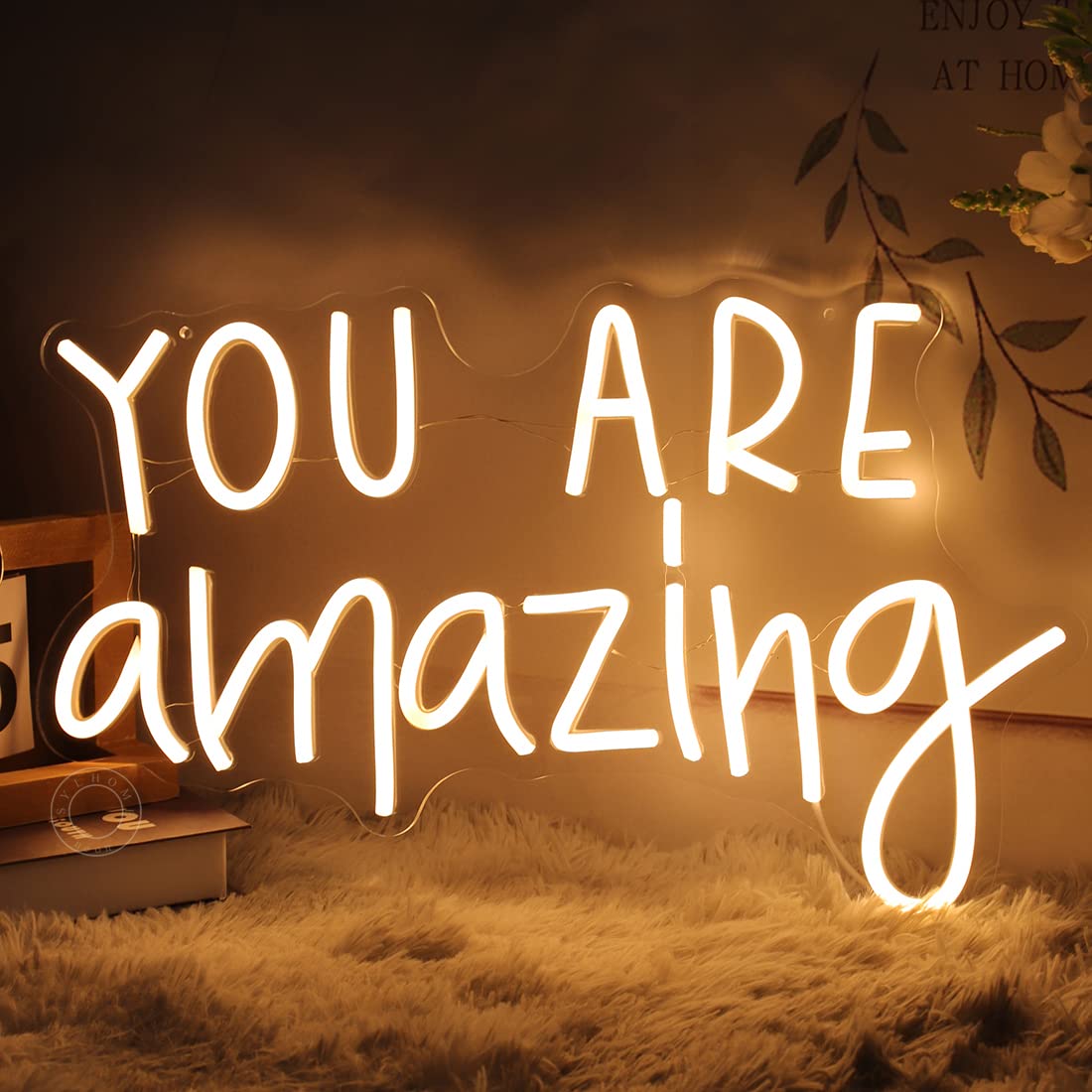 SYLHOME You Are Amazing LED Neon Light Sign 5V Girls Boys Bedroom Living Room Classroom Wall Decor Sign Hanging Smart Kid Birthday USB 16.9" X 10.6" Warm White