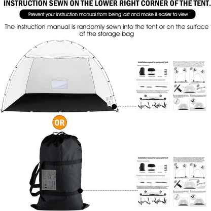 Portable Paint Booth Tent, Siebwin Large 8(L) x6(W) x6(H) ft Spray Paint Tent with Built-in Floor & Mesh Screen & Windproof Hooks for Furniture DIY Hobby Tool Spray Paint Shelter, Gray