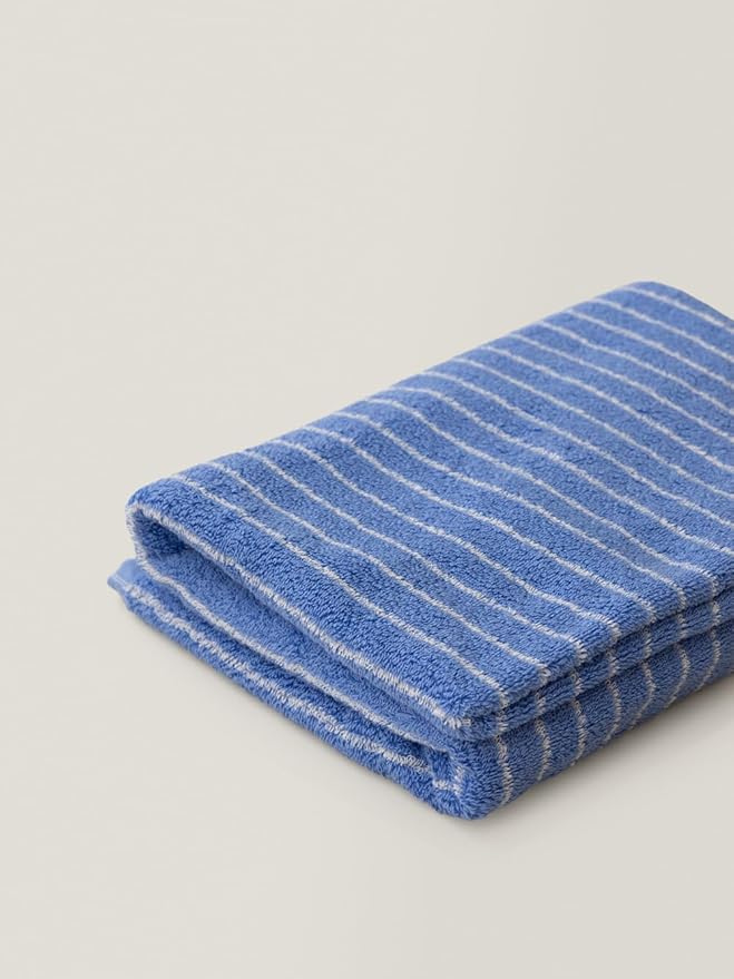 WENSHUO Azure Holiday-Striped Pure Cotton Bath Towel, 100% Combed Cotton