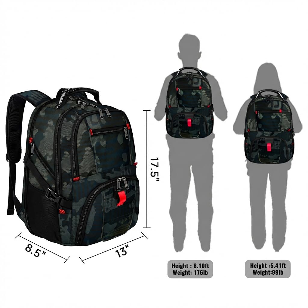 YOREPEK Large Backpack for Men, Extra Large Laptop Backpacks for Men Women, Water Resistant Travel Backpack Airline Approved Business Work Bag Fits 17 Inch Computer, Black