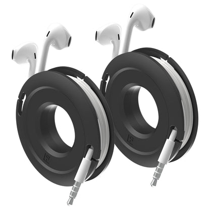 Side Winder Mini and Max Headphone, Earbud and Charging Cable Winder and Organizer Perfect for Wrapping Earbuds and Cords for Travel and Organization 2-Pack (Black, Mini)