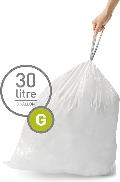 simplehuman Code G 60 Count, Dispenser Pack Custom Fit Liners, Drawstring Trash