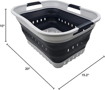 SAMMART 30L Collapsible 3 Handled Plastic Laundry Basket
