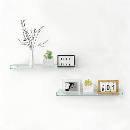 PapakeNook 2-Pack Mini Clear Acrylic Artificial Succulent in Pots Small Fake Plants for Living Room Bathroom Plant Shelf Decor Office Desk Floating Shelves Window Sill Decoration Accessories