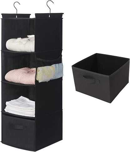 MAX Houser 4-Shelf Hanging Closet Organizer, Space Saver, Cloth Hanging Shelves