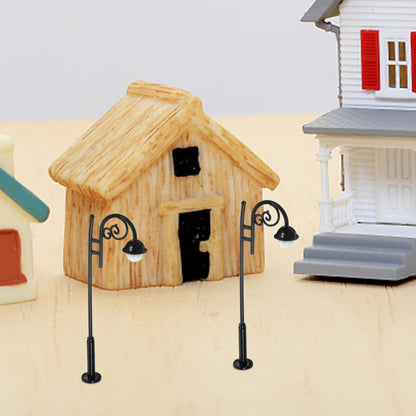 Toyvian 2pcs Miniature Street Lights Dollhouse Street Lamps Mini House Post Lights Model Railway Train Lamp Props Tiny Pathway Lantern for Micro Landscape Decorations