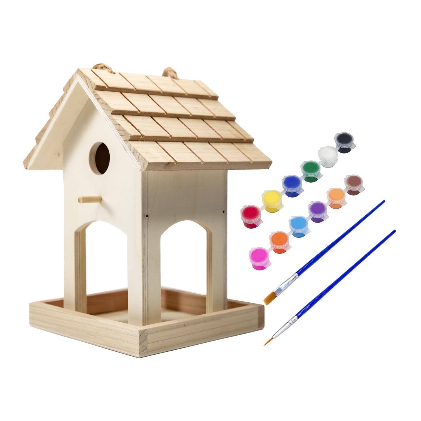 Cartanfill-Wooden Bird House for Outdoor, Wild Bird Feeder, Hanging Birdhouse,Perfect for Cardinals, Bluebirds, and More! (A)…