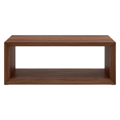 Henn&Hart 48" Rectangular Wood Coffee Table with Open Storage Shelf for Living Room, Family Room, or Office, Medium Walnut