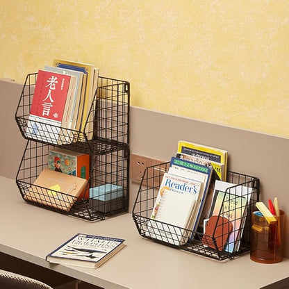 3 Tier Hanging Foldable Wire Baskets Closet Organizer Clothes Shelves