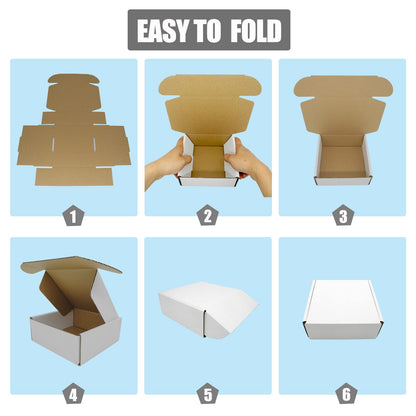 6x4x2 Shipping Boxes Pack of 50, White Corrugated Cardboard Box for Small Business Flat Literature Mailer Mailing Packaging Packing Jewelry Craft Gifts
