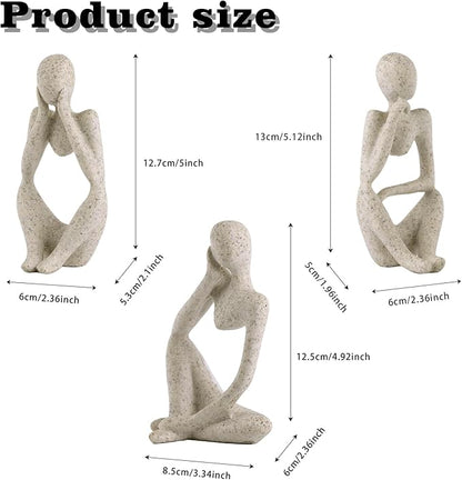 3 Pcs Fish Aquarium Decor Ornaments Minimalist Sandstone Thinker Statue Fish Tank Decorations Small Accessories Resin Abstract Home Decor Fish Toy for Betta Cichlid Goldfish Shrimps Hermit Crabs