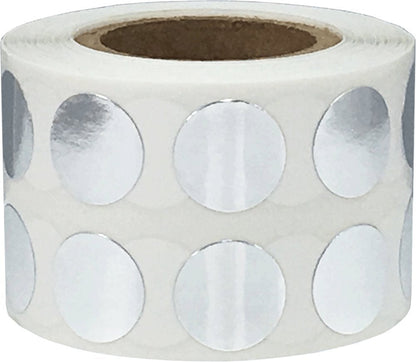 Metallic Silver Circle Dot Stickers, 1/2" Inch, 1000 Labels per Roll - Ideal for Organizing, Decorating, Labeling and Crafting in Homes, Schools, and Office Use