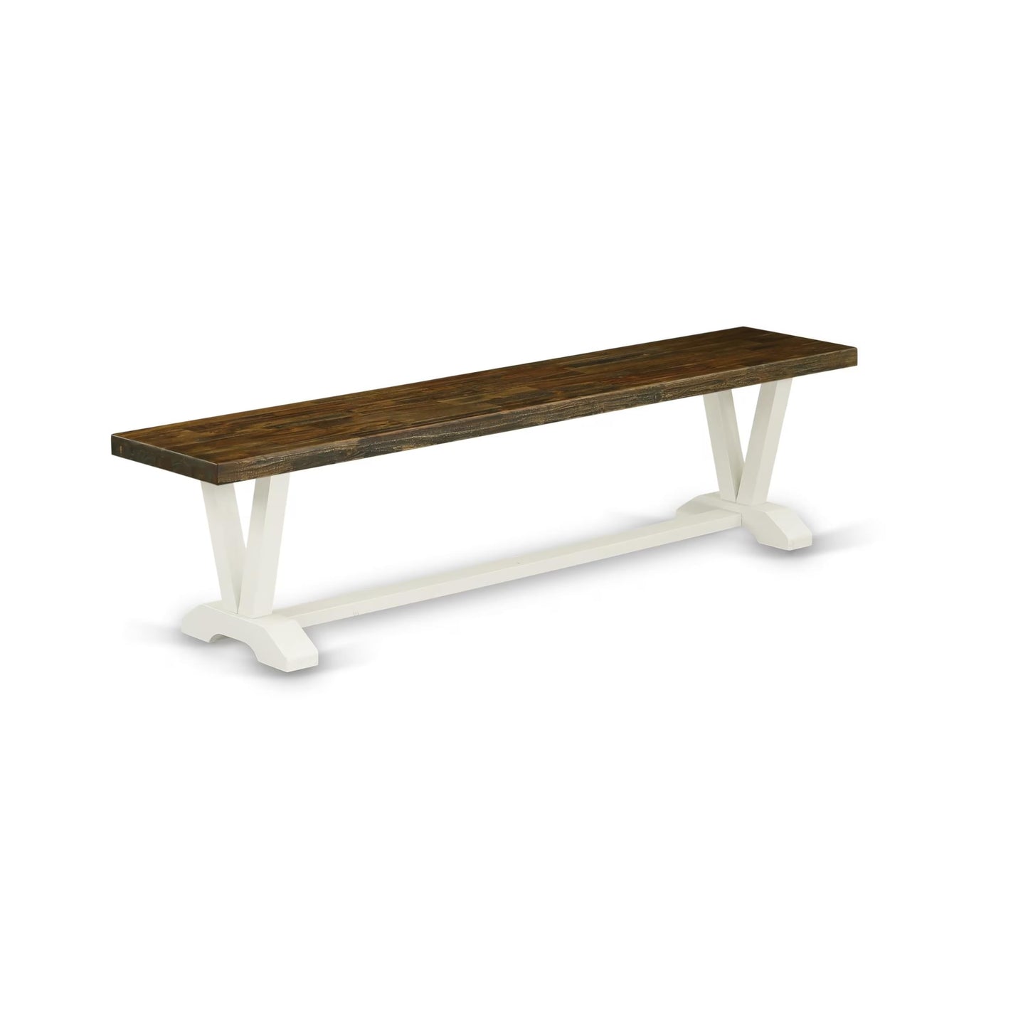 East West Furniture VB077 V-Style Modern Dining Room Bench with Wooden Seat, 72x15x18 Inch, Multi-Color