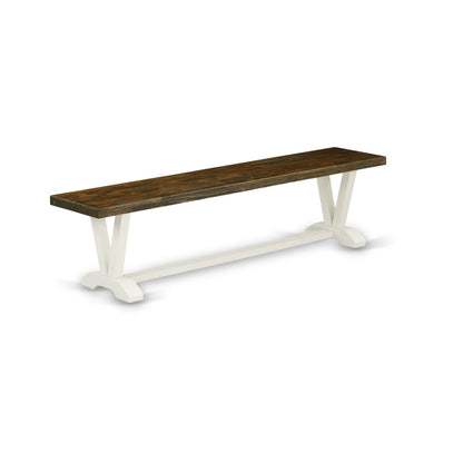 East West Furniture VB077 V-Style Modern Dining Room Bench with Wooden Seat, 72x15x18 Inch, Multi-Color