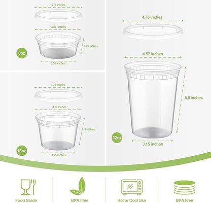 AOZITA 24 Sets Plastic Deli Food Containers