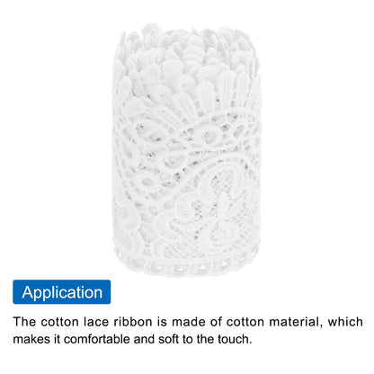 MECCANIXITY 4 Inch Wide 3 Yard Lace Ribbon Floral Pattern White Lace Trim Ribbon for Sewing Making DIY Crafts Gift Wrapping Wedding Decor