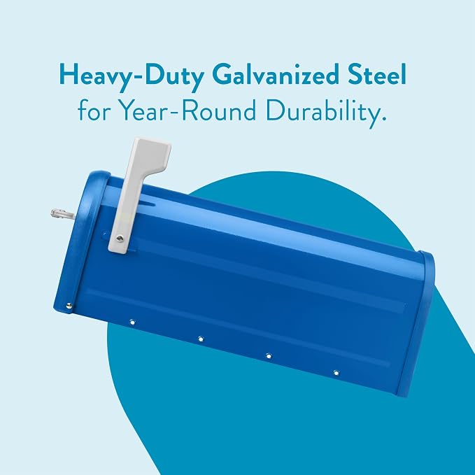 Architectural Mailboxes Chadwick Post Mount Mailbox, Blue, Medium | Galvanized steel build for outside with weather-resistant build and rust-resistant powder-coat finish. USPS approved.