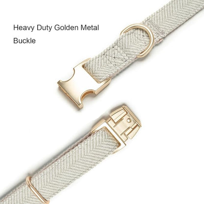 Soft Cotton Hemp Dog Collar with Metal Buckle Adjustable Tweed Dog Collars for Small Medium Large Dogs(Grey,Medium)