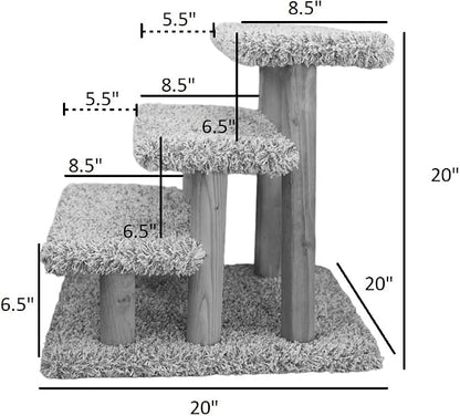 Solid Wood Stairs for Cats and Dogs, Gray Speckled