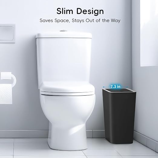 Lysam Small Trash Can, 3 Pack 4 Gallons Bathroom Garbage Can with Lid Press-Top, Small Waste Basket with Trash Bags, Slim Plastic Garbage Bin for Dorm, Office, Bedroom, Kitchen, Living Room (Grey)