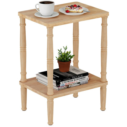 LUCKNOCK Solid Wood Side Table, Small Vintage End Table, Narrow Couch Side Table with Storage, Skinny Nightstand Bedside Table for Small Spaces, Bedroom, Living Room, Farmhouse, No-Tool Assembly.