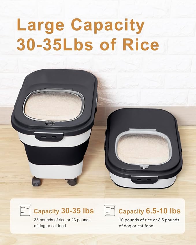 20-30 Lbs Rice Storage Container, Collapsible Food Storage Containers