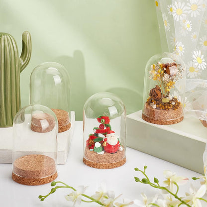 PandaHall 4pcs Glass Display Dome Cloche Bell Jar with Cork Small Glass Bottle Dome Decorative Jar Cloche Display Case for Flower Storage Home Christmas Party Favor Decoration 2.3x3.9inch